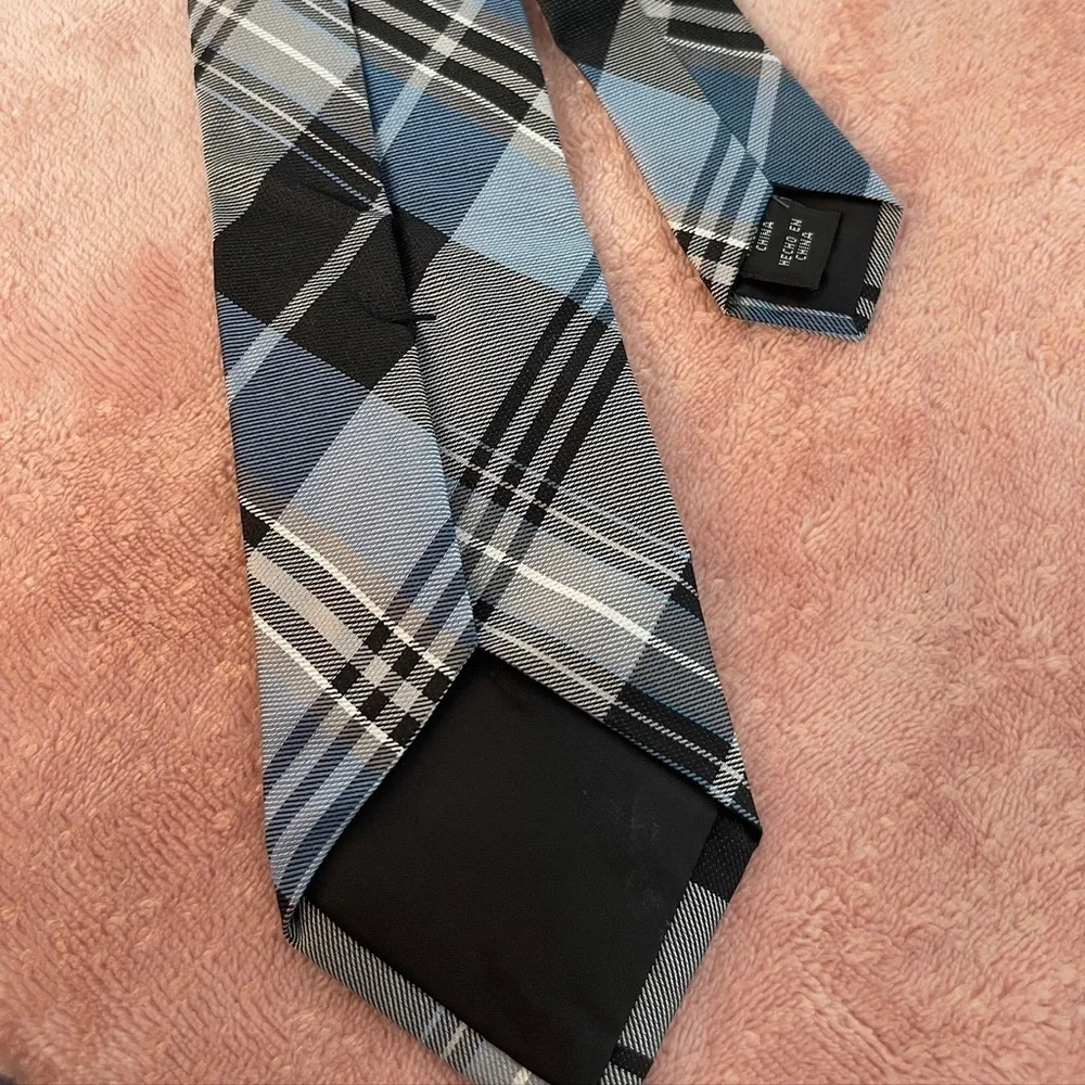 George Black and Gray Plaid Tie